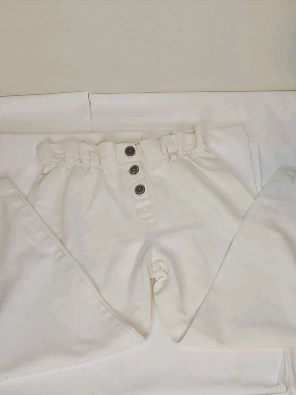 ZARA Kids Girls White Solid Pants with Button Closure, Size 11-12